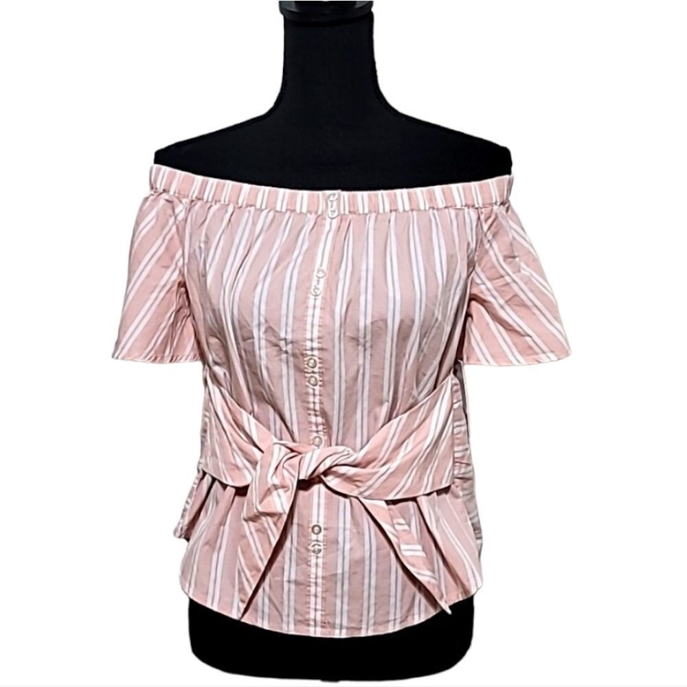 BP. Off The Shoulder Striped Shirt